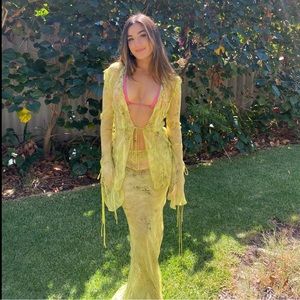 NWOT Rat and Boa Sheer Long Sleeve Blouse in Green Snake coverup